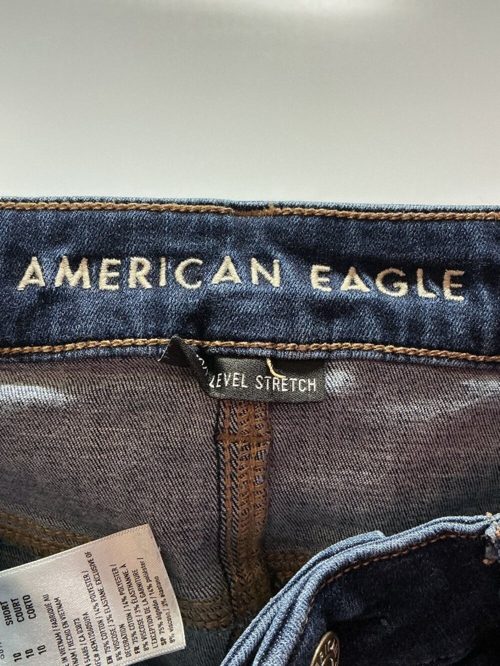 American Eagle Blue Skinny Jeans Size 10 Short Stretch Fit Dark Wash Denim - Picture 5 of 7